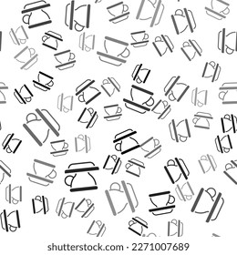Black Coffee cup icon isolated seamless pattern on white background. Tea cup. Hot drink coffee.  Vector