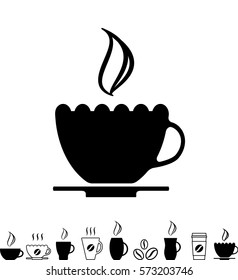 Black Coffee Cup Icon Isolated on White Background