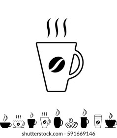 Black Coffee Cup Icon Isolated on White Background