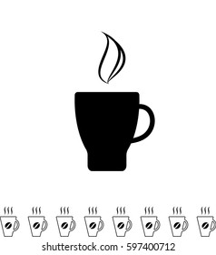 Black Coffee Cup Icon Isolated on White Background