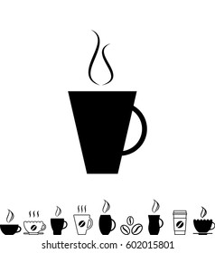 Black Coffee Cup Icon Isolated on White Background