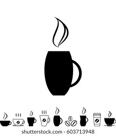 Black Coffee Cup Icon Isolated on White Background