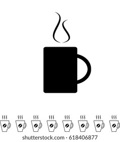 Black Coffee Cup Icon Isolated on White Background