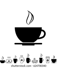 Black Coffee Cup Icon Isolated on White Background