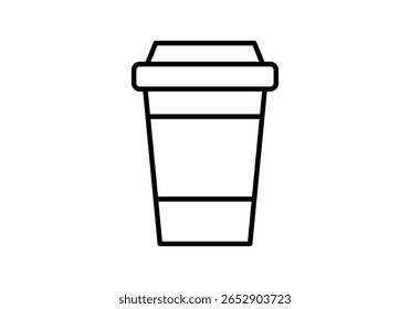 Black coffee cup icon on white background