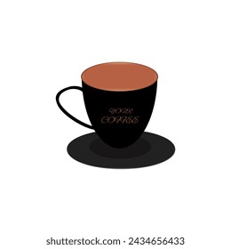 Black coffee cup icon with the text of your coffee isolated on white background cup icon 