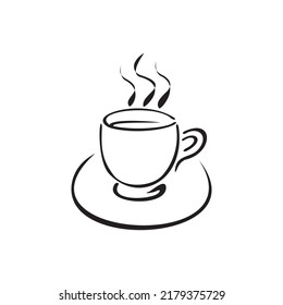 Black coffee cup icon with white background