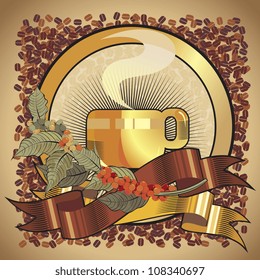  black coffee cup , label