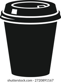 Schwarze Kaffeetasse mit Deckel einzeln auf weißem Hintergrund, Vektor
