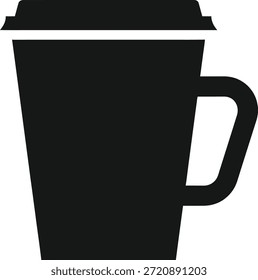 Schwarze Kaffeetasse mit Deckel einzeln auf weißem Hintergrund, Vektor