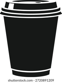 Schwarze Kaffeetasse mit Deckel einzeln auf weißem Hintergrund, Vektor