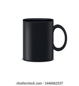 Black Coffee Cup - Realistic Vector Illustration - Isolated On White Background