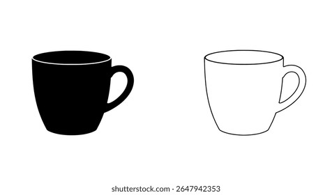Black Coffee Cup Silhouette - Modern Mug Icon for Cafe Logos and Espresso Bar Branding