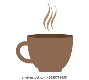 Black Coffee Cup Silhouette with Rising Steam – Flat Vector Art