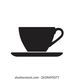 Black coffee cup silhouette, Transparent coffee cup icon simple vector on white background.