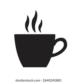 Black coffee cup silhouette, Transparent coffee cup icon simple vector on white background.
