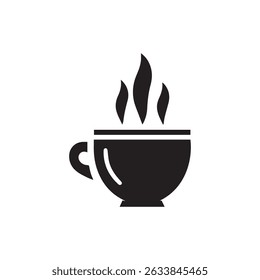 Black Coffee Cup Silhouette Vector on White Background