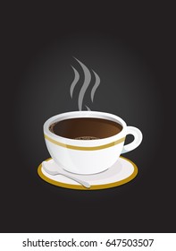 Black coffee cup  and spoon 