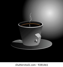 Black coffee cup. Vector illustration.
