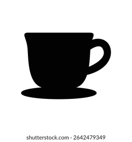 Black Coffee Cup Vector, Simple Cafe Logo or Beverage Symbol.