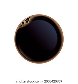 Black coffee espresso americano top view realistic vector illustration