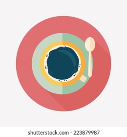 black coffee flat icon with long shadow,eps10