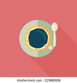 black coffee flat icon with long shadow,eps10
