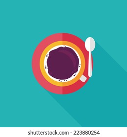 black coffee flat icon with long shadow,eps10