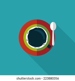 black coffee flat icon with long shadow,eps10