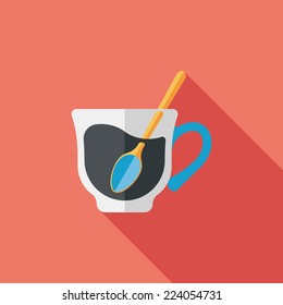 black coffee flat icon with long shadow,eps10