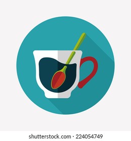 black coffee flat icon with long shadow,eps10