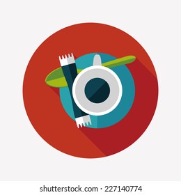 black coffee flat icon with long shadow,eps10