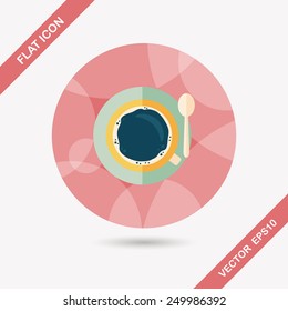 black coffee flat icon with long shadow,eps10
