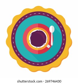 black coffee flat icon with long shadow,eps10