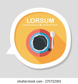 black coffee flat icon with long shadow,eps10