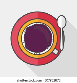 black coffee flat icon with long shadow,eps10