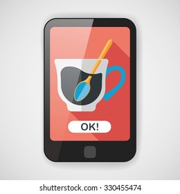 black coffee flat icon with long shadow,eps10