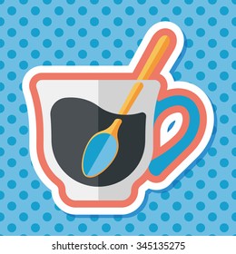 black coffee flat icon with long shadow,eps10