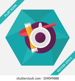 black coffee flat icon with long shadow,eps10