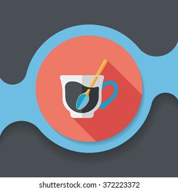 black coffee flat icon with long shadow,eps10