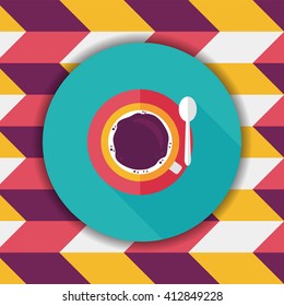 black coffee flat icon with long shadow,eps10