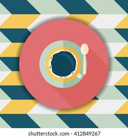 black coffee flat icon with long shadow,eps10