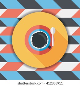 black coffee flat icon with long shadow,eps10