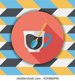 black coffee flat icon with long shadow,eps10