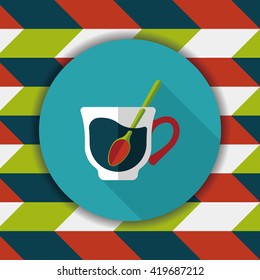black coffee flat icon with long shadow,eps10