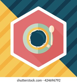 black coffee flat icon with long shadow,eps10