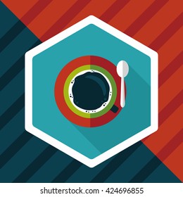 black coffee flat icon with long shadow,eps10