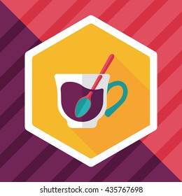 black coffee flat icon with long shadow,eps10