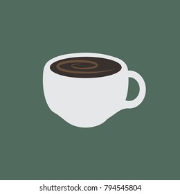 Black Coffee, flat, vector. Illustration.