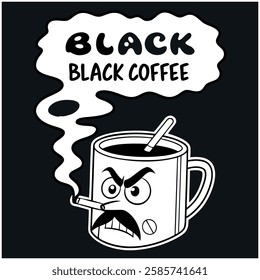 Black Coffee - Funny Cartoon Coffee Mug T-Shirt